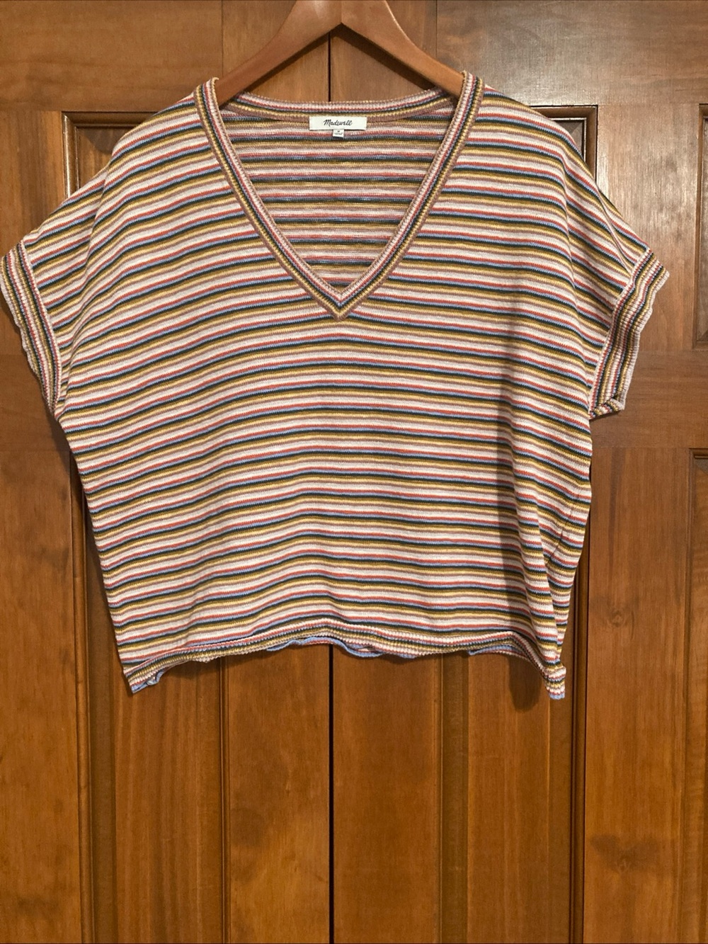 Madewell Cotton blend knit boxy sweater top striped Womens medium